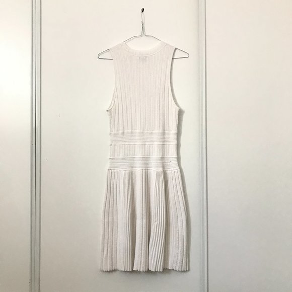 Theory Ribbed Knit White Mini/Midi Dress - Picture 6 of 6